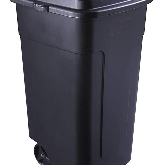 VinEry 50 gal Roughneck Wheeled Plastic Garage Trash Can, Black