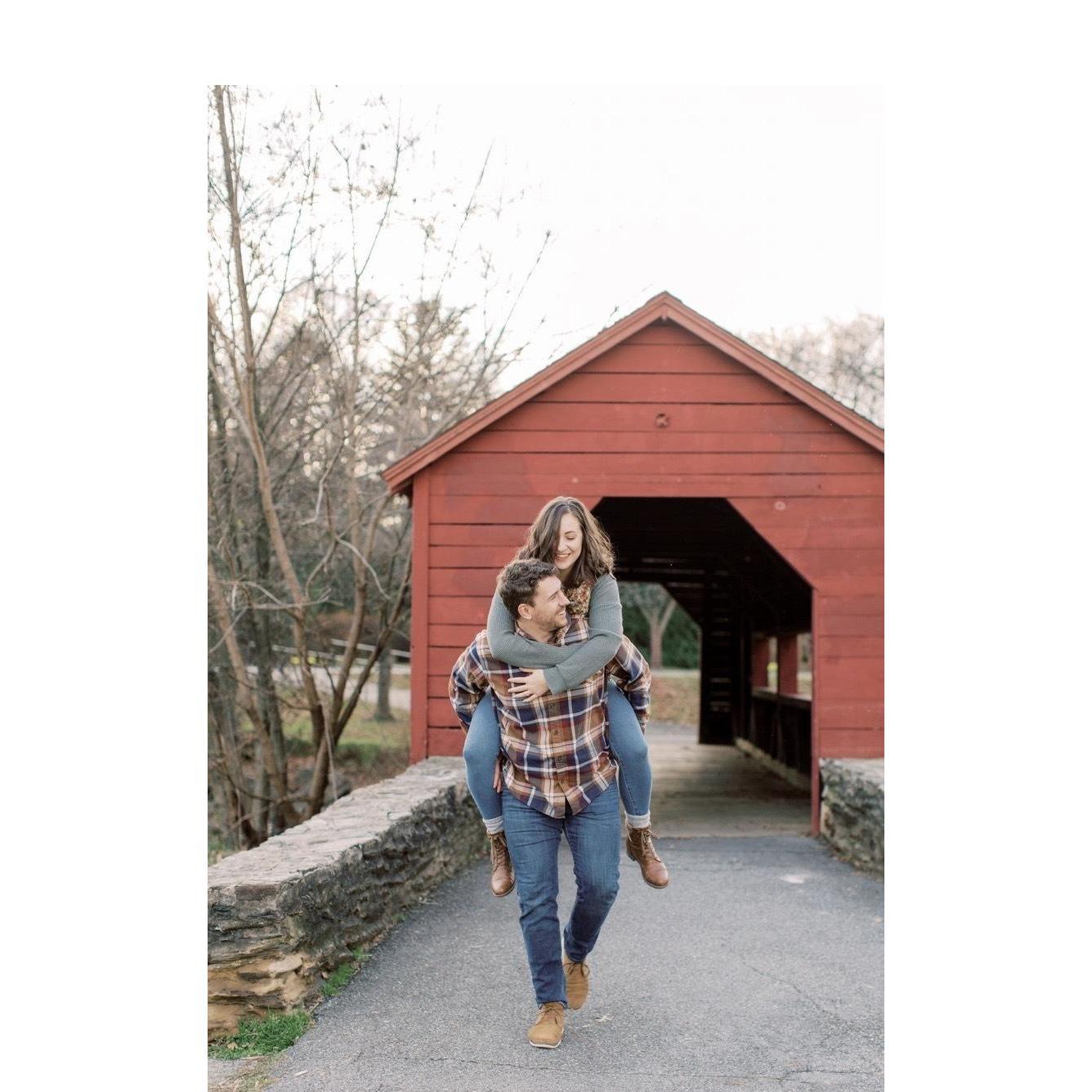 Frederick, MD (2020). Engagement photoshoot wandering around town w/ Terry's sister and Willow's modeling agent, Alex. Meg was relieved her jeans did not rip. Always try jeans on in the store, folks.
