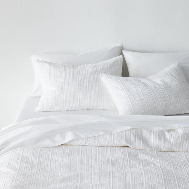 Organic Cotton White Textured King Duvet Cover