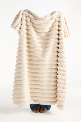 Tipped Puffer Faux Fur Throw Blanket