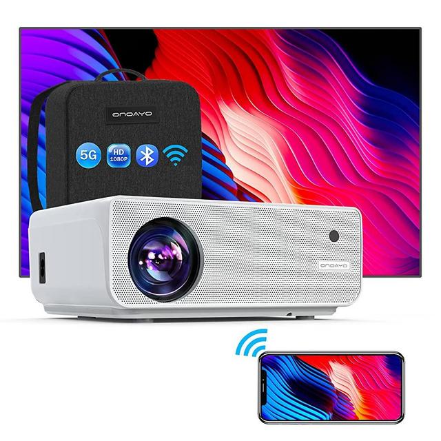 ONOAYO 5G WiFi Projector 9000L Full HD Native 1920×1080P Bluetooth Projector, ±50° 4P/4D Keystone Support 4K&Zoom, Full Sealed Optical/LCD/LED/Home/Outdoor Wireless Portable Projector for Phone,PC,PS4