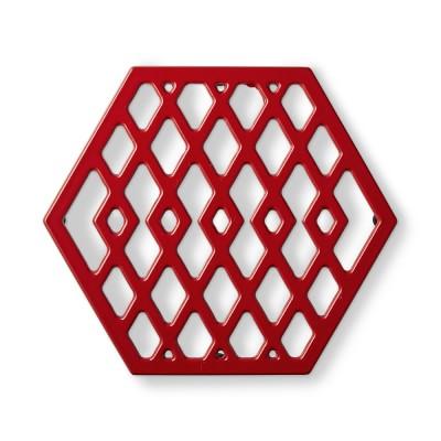 Hexagon Cast Iron Trivet, Red