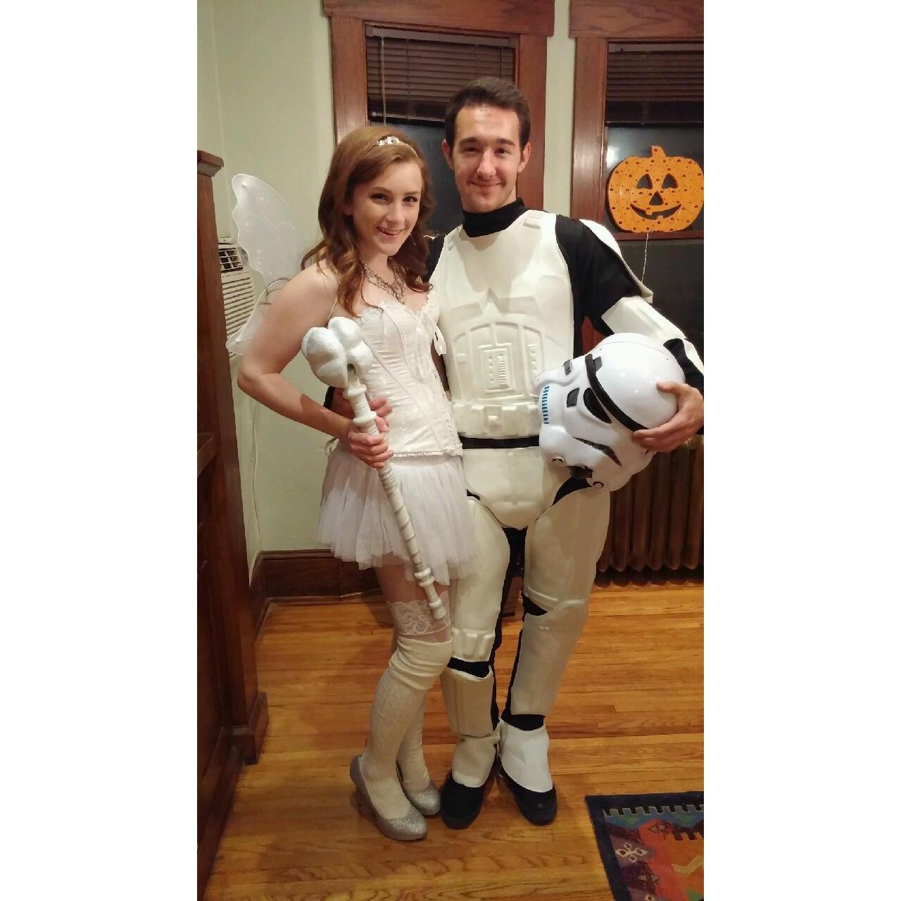 Our second Halloween together! Kyle the tooth fairy, and me the awkward storm trooper. Fun fact: me and Kyle met on Halloween, 2015