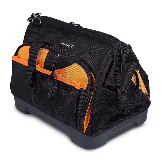 Internet's Best Soft Sided Tool Bag | 14 Inch | 16 Pockets | Wide Mouth Hard Base Tool Storage and Organizer Box