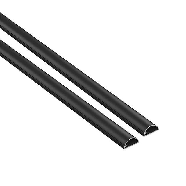 D-Line 78" Cord Cover, Half Round Cable Raceway, Paintable Self-Adhesive Cord Hider, TV Wire Hider, Electrical Cord Management - 2X 0.78 (W) x 0.39" (H) x 39" Lengths (Small, Micro+) - Black
