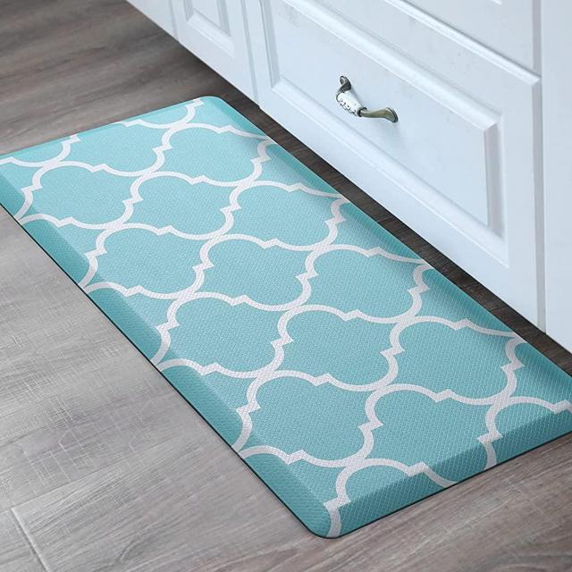 DACLYZE Kitchen Rug for Floor Cushioned Anti Fatigue Waterproof 17.3"X 39" Non Slip Comfort Carpet, Waterproof Memory Foam Standing Mat for Kitchen, Floor Home, Office, Sink, Laundry,Blue