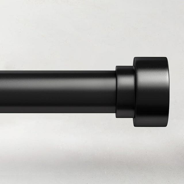 Curtain Rods for Windows 66 to 120, 1 Inch Adjustable Black Curtain Rod, Heavy Duty Long Window Drapery Rods with End Caps, Modern Style Indoor Outdoor Curtain Rods for Patio Bedroom, Size 32"-120"