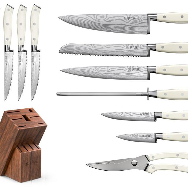 Kitchen Knife Block Set - White