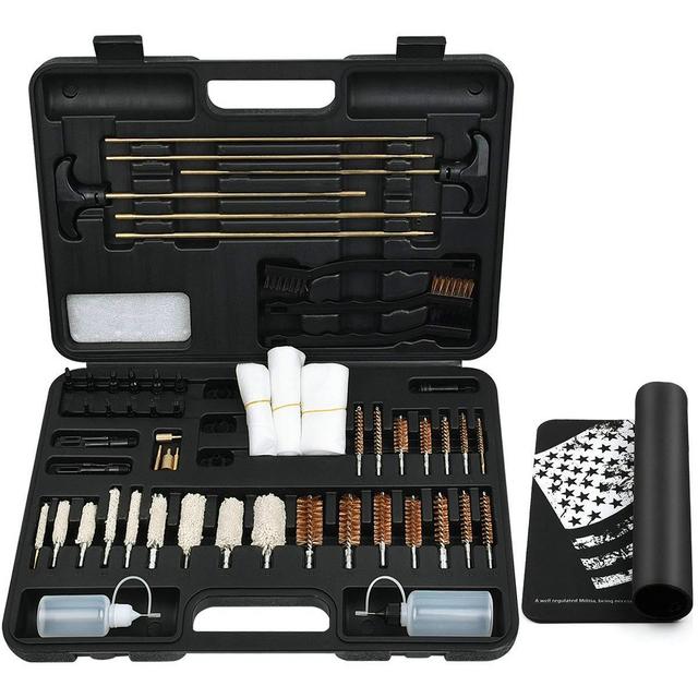 iunio Universal Gun Cleaning Kit for All Guns, Rifle, Shotgun, Handgun, Pistol, Hunting, Shooting, All Caliber, with Mat and Carrying Case