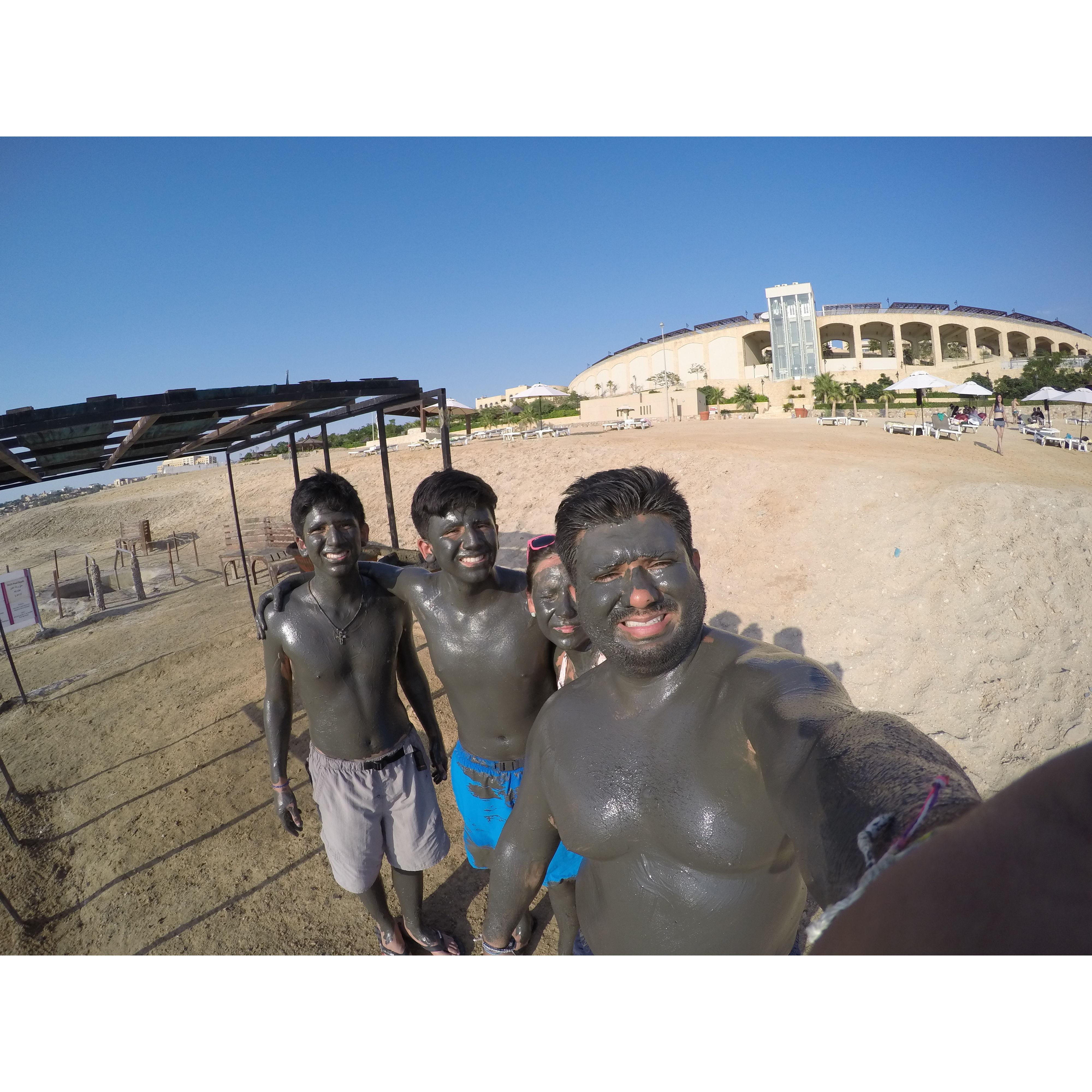 Mud bath in the Dead Sea, Jordan