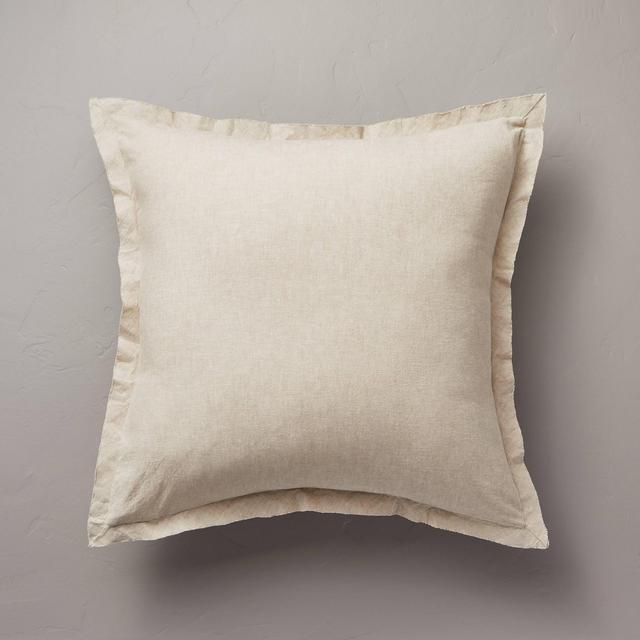 26"x26" Linen Blend Euro Bed Pillow Taupe - Hearth & Hand™ with Magnolia