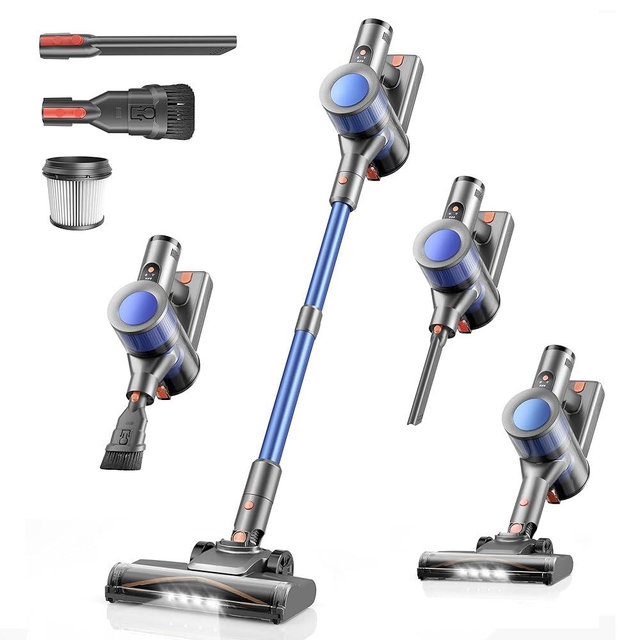 Dzaki Cordless Vacuum Cleaner, Stick Vacuum with Smart LED Display, 50KPA 55Mins Vacuum Cleaners for Home, Powerful Suction, Anti-Tangled Lightweight Rechargeable Vac for Pet Hair, Carpet
