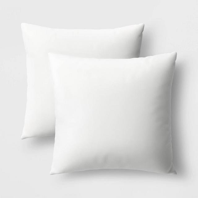 2pk Throw Pillow Insert Set White - Room Essentials™: Indoor Polyester Fill, 16x16 Square Shape, Sewn Seam Closure