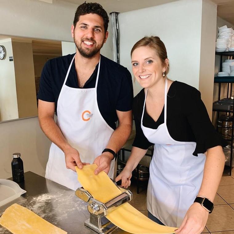 Making homemade pasta in Florence, Italy.
