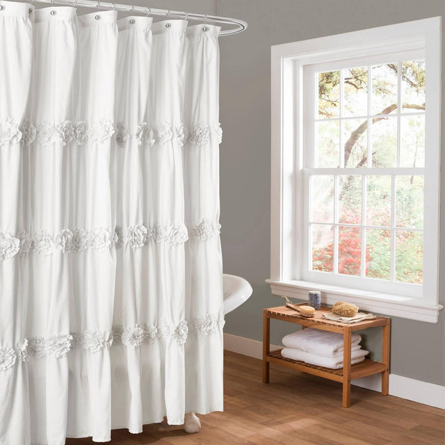Darla Texture Shower Curtain White - Lush Décor