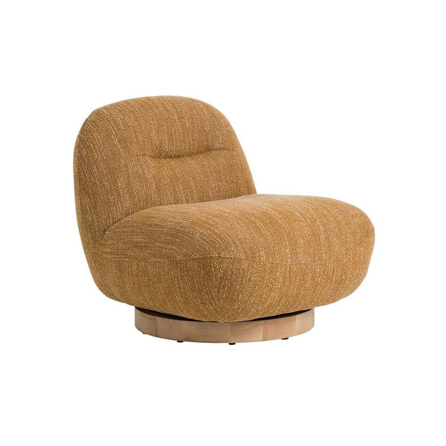 Benjara CID Luisa 33" Swivel Accent Chair- Orange Polyester- Solid Wood Frame