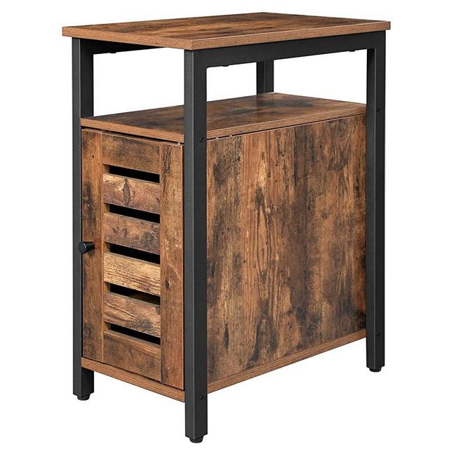 VASAGLE LOWELL Side Table, Multipurpose Storage Cabinet with Open Shelf, Inner Adjustable Shelf, Steel Frame, Living Room Office, 11.8 x 19.7 x 23.6 Inches, Industrial Style, Rustic Brown ULET61BX