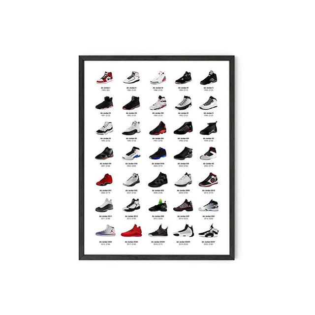 Haus and Hues Sneaker Posters for Guys - Michael Jordan Shoes Poster, Sneaker Wall Art Cool Posters for Guys Bedroom, Dope Posters Sneakerhead Room Decor, Shoe Poster Cool Wall Art 12”x16” (Black Framed)
