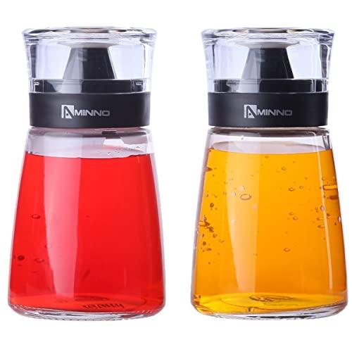 5.5oz Oil and Vinegar Cruets - Glass Dispensers for Oil and Vinegar with Sealing Caps - 2 Pc Set