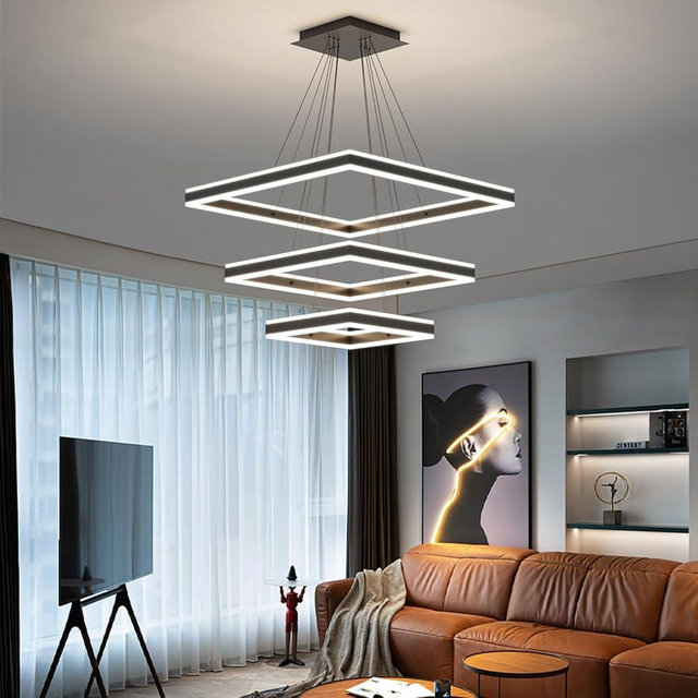 Matven Ceiling Chandelier, with Remote Control Dimmable 3 Color Mode & Brightness (Warm & Cool & Neutral Light) Ceiling Chandelier, Acrylic Anti-Flicker Dining Light Fixture for Kitchen