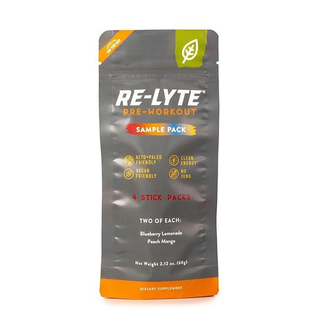 REDMOND Re-Lyte Pre-Workout Drink Mix, Sampler Pack, 4 Sticks