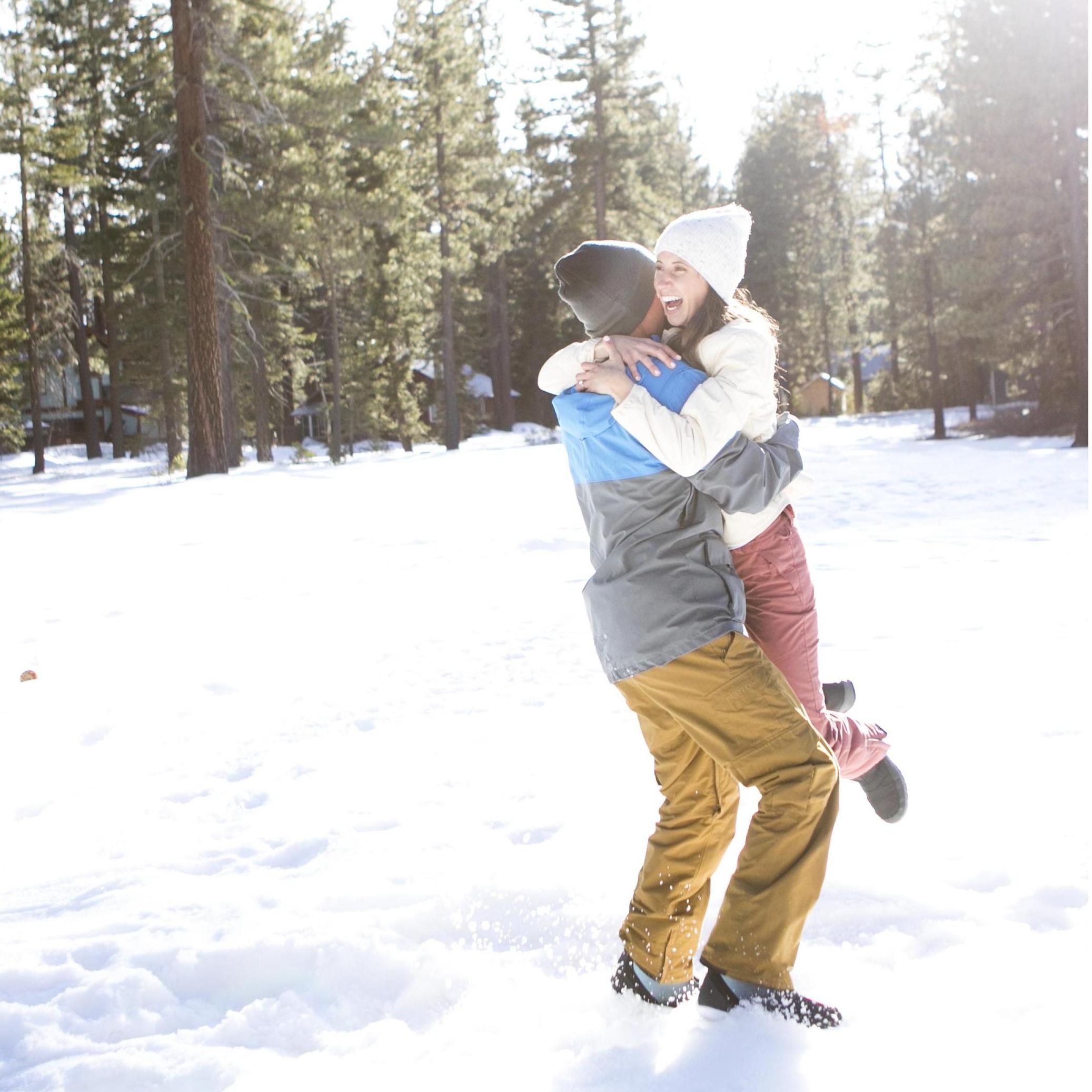 Some of our favorites from our engagement photo session at Skylandia Beach in North Lake Tahoe in March 2021!