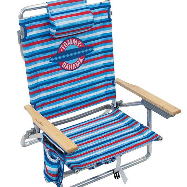 Tommy Bahama 5-Position Classic Lay Flat Folding Backpack Beach Chair