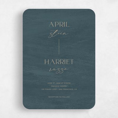 Blue Rounded Wedding Invitation - Belanger Portrait