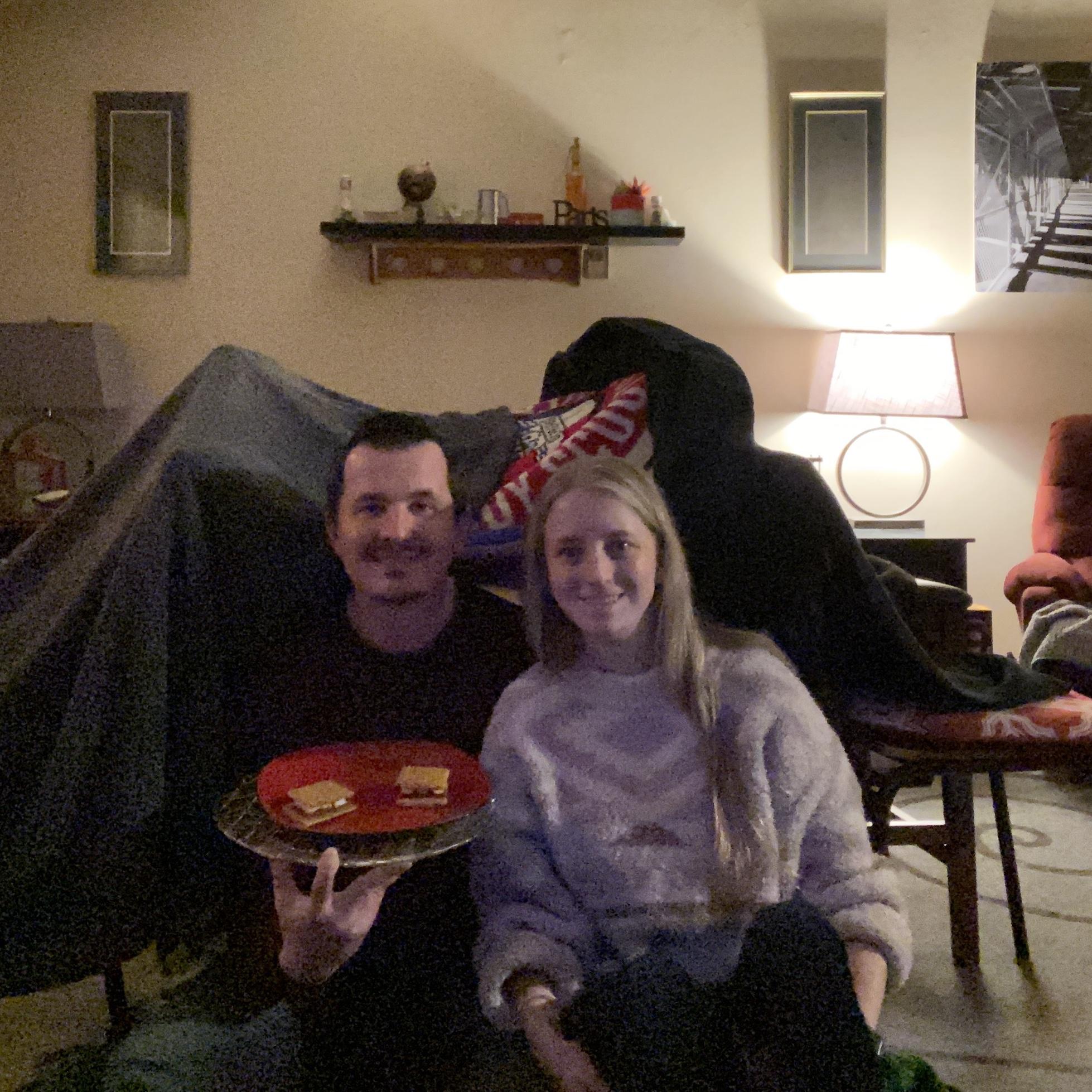 Adventure challenge date: make a blanket fort and have s’mores