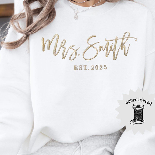 Personalized Mrs. Sweater – Custom Bridal Gift, Wedding Sweatshirt, Bride To Be Gift, Just Married Sweater, Newlywed Apparel