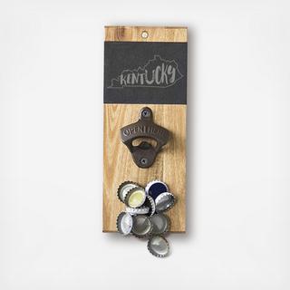 My State Slate & Acacia Wall Mount Bottle Opener