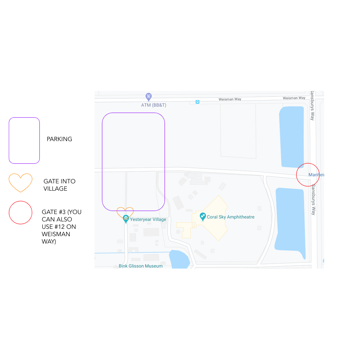THIS IMAGE WILL HELP DIRECT YOU AS TO WHERE TO PARK AND ENTER FOR THE CEREMONY