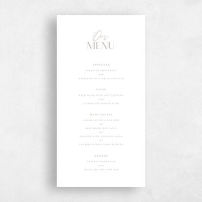 Oatmeal, Grey Wedding Menu - Sidney Letterpress