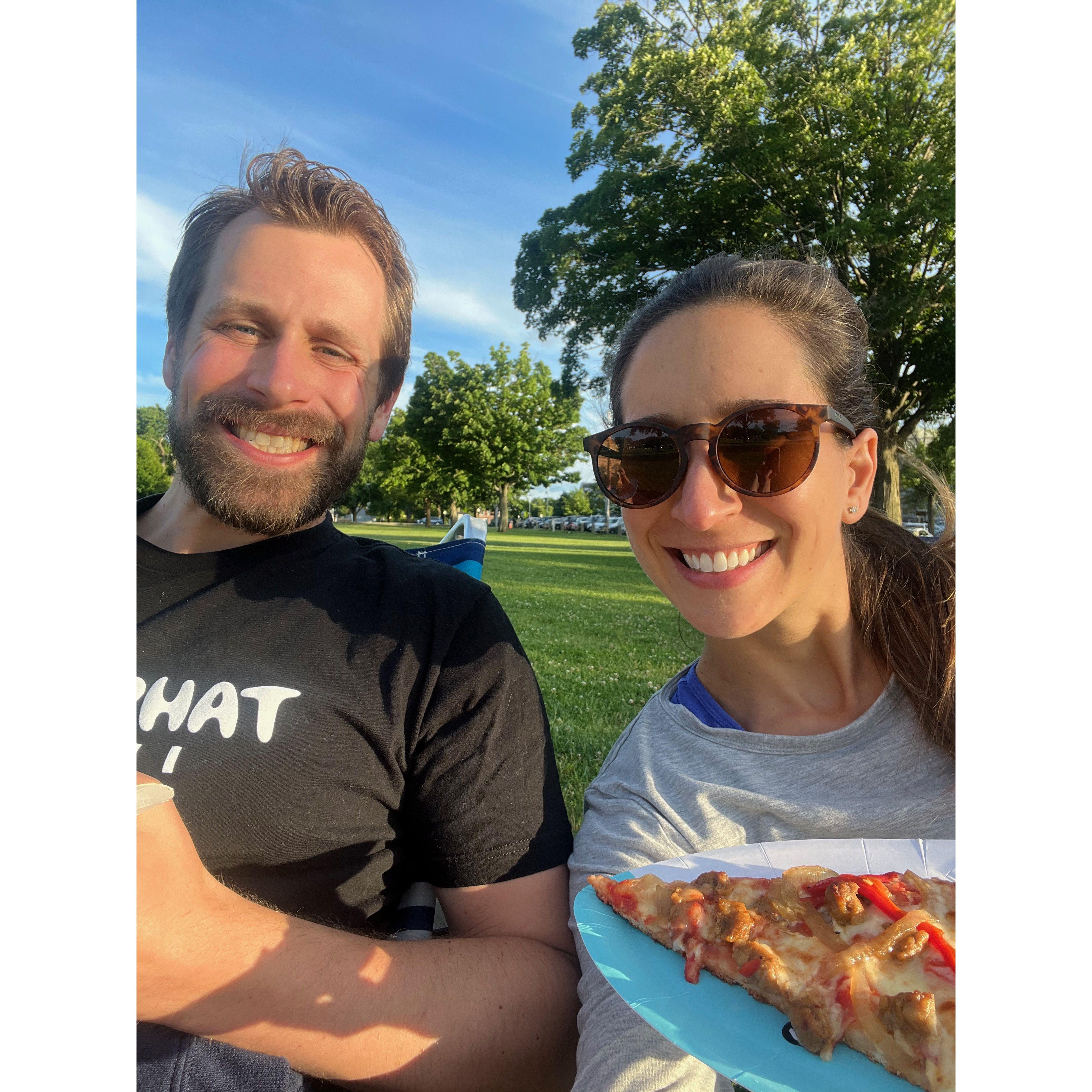 We embrace our role as Wakefield townies and bring pizza to Lake Q in the summer.