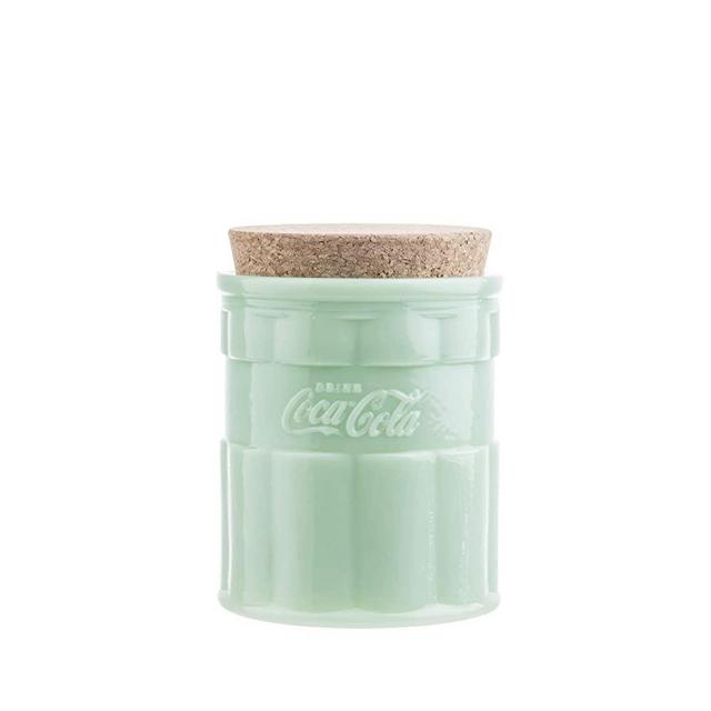 Tablecraft Coca-Cola Jadeite Small Canister with Lid 4.5x 4.5x 6", Green