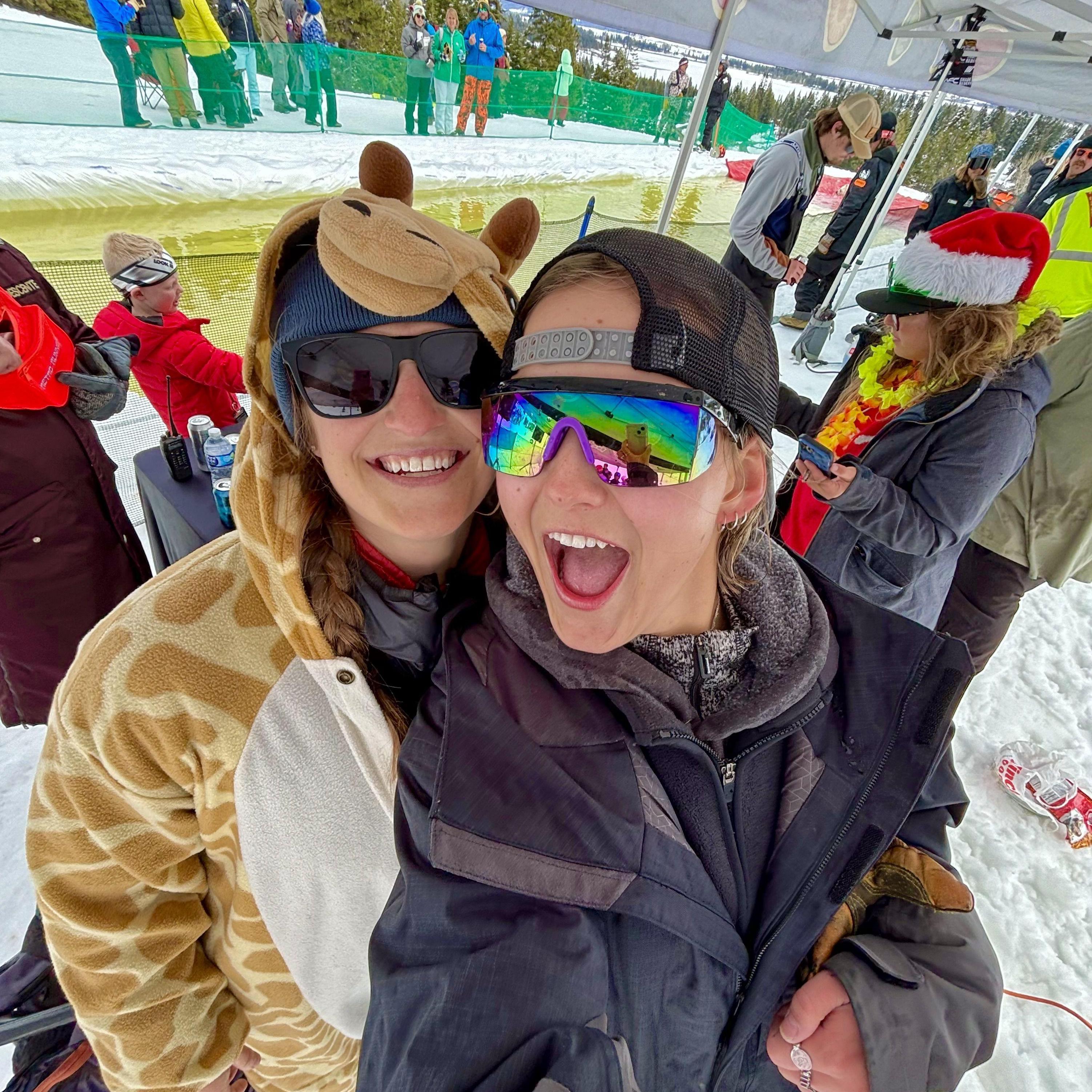 Judging the pond skim at our local ski resort! April 2024.