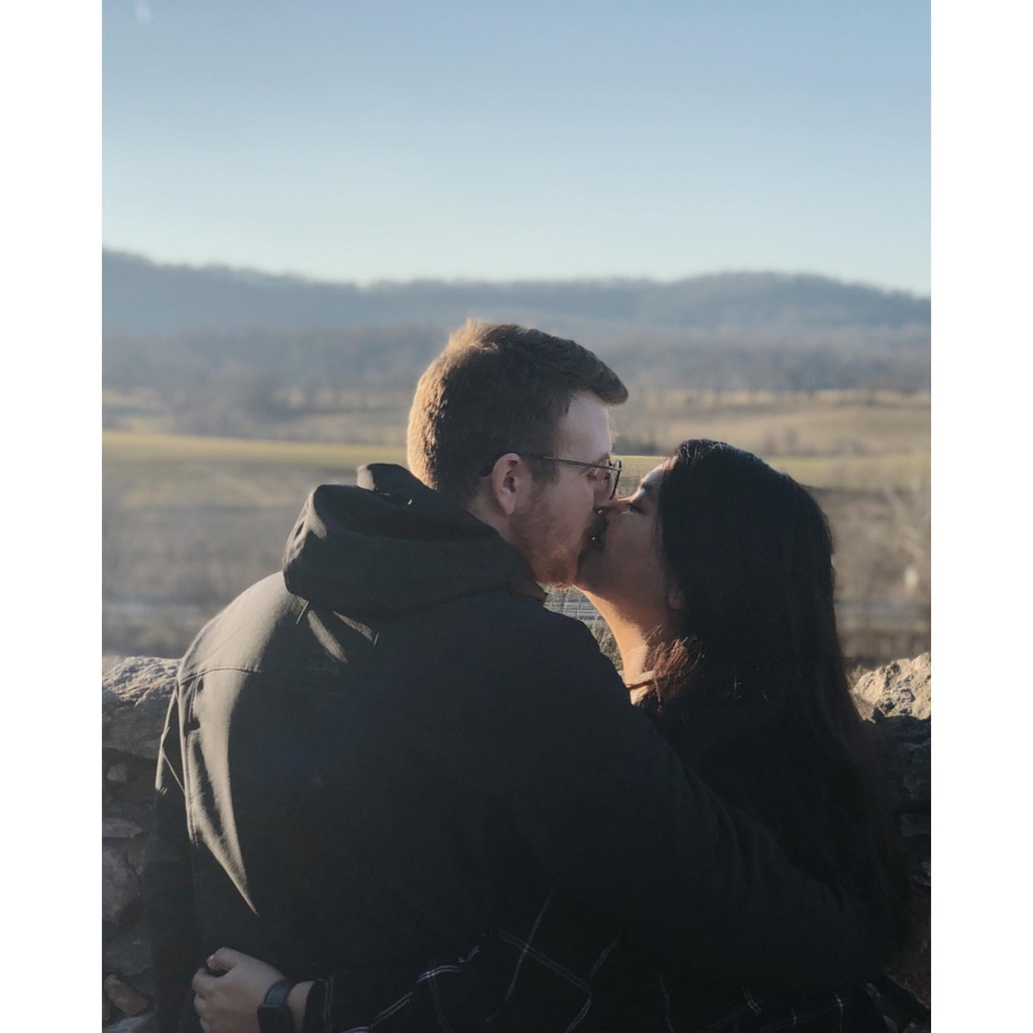 A photo taken at Barrel Oak Winery moments before Micah proposed.