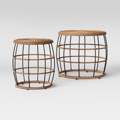 2pc Southport Nesting Patio Coffee & End Table Black/Brown - Opalhouse™