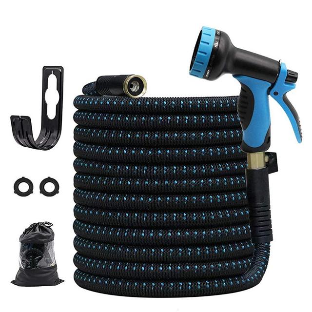 GUKOK 2021 Upgrade 100FT Expandable Garden Hose Water Hose with 9-Function High-Pressure Spray Nozzle, Heavy Duty Flexible Hose, 3/4" Solid Brass Fittings Leakproof Design