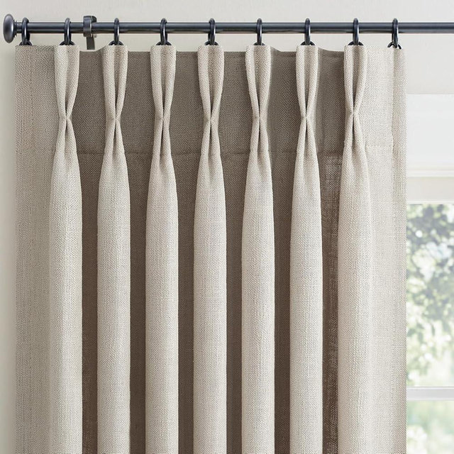 Greige Linen Sheer Curtains 92 Inches Long for Living Room 2 Panels Back Tab Pinch Pleated Drapes with Hooks Rings Viral Light Filtering Burlap Farmhouse Ceiling Custom Made Memory Trained Curtain