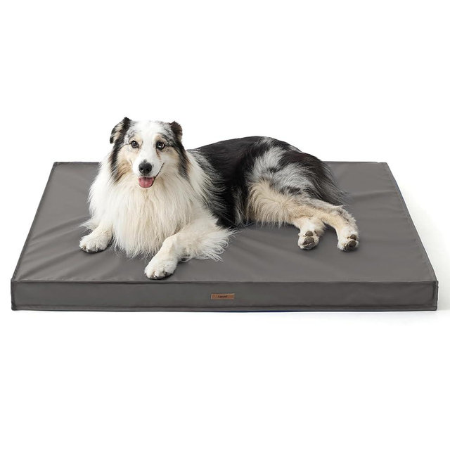 Lesure Outdoor Waterproof Dog Bed for Large Dogs, Orthopedic Egg Crate Foam Pet Bed with Oxford Fabric Surface and Removable and Durable Cover, Machine Washable, 36''x27'', Grey