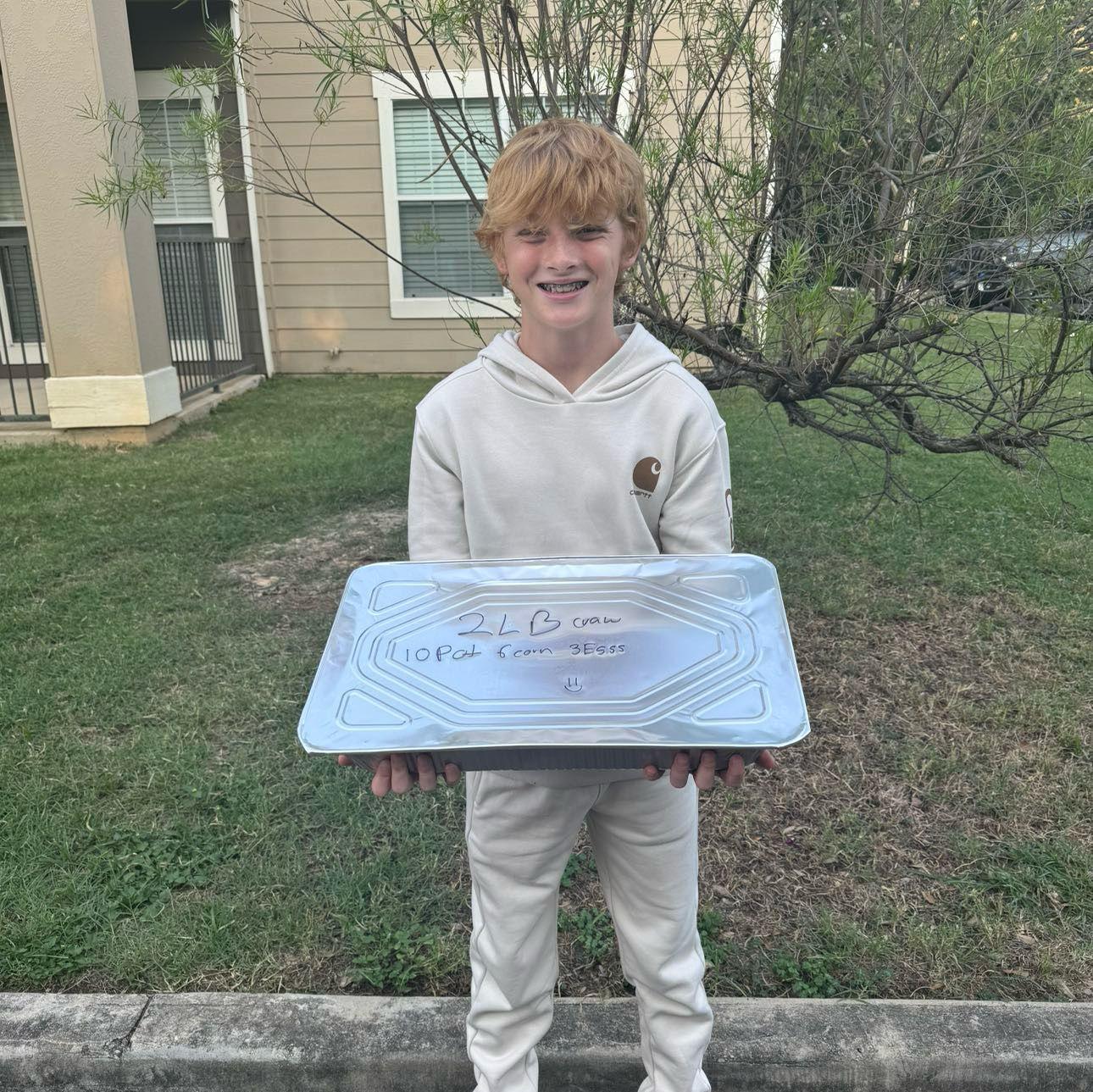 Of course while Tyson was visiting we had to get him some crawfish