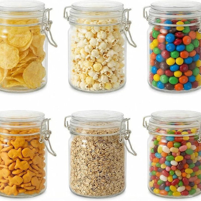 Snaiio Glass Jars with Airtight Lids, 26oz Glass Storage Jars Set of 6, Thick Food Storage Containers for Pantry Organization, Kitchen Counter, Coffee, Pasta, Cereal