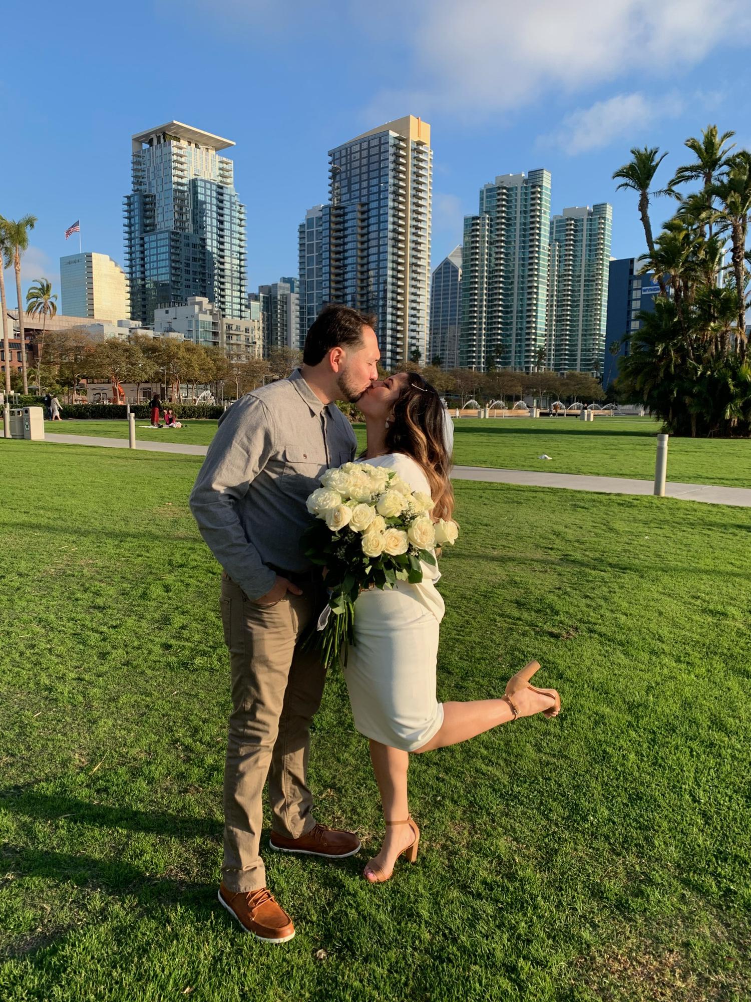Right after our civil wedding at the waterfront in San Diego
