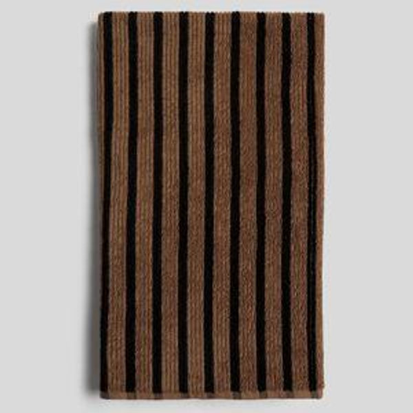 Organic Resort Stripe Bath Towels - Camel w Soft Black