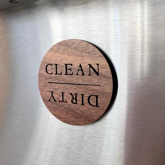 Dishwasher Clean & Dirty Magnet - Walnut | Dishwasher Magnet | Dirty and Clean Dishes Indicator | Dishwashing Sign | Kitchen Decor
