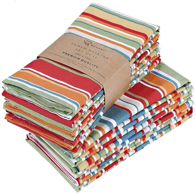 Ruvanti Cloth Napkins (12 Pack-20X20) Dinner Table Napkins,Soft & Comfortable 100% Cotton Napkins .Red & Orange Reusable Linen Napkins for Christmas/Thanksgiving Dinners,Weddings & Cocktail Parties.