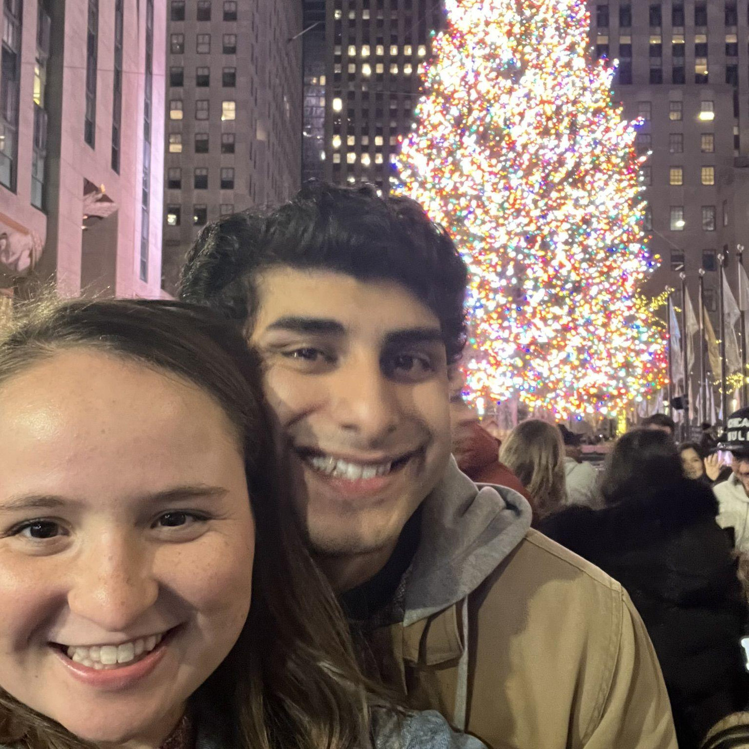 We visited the Rockefeller tree in NYC! We were squished like sardines by all the people around us.