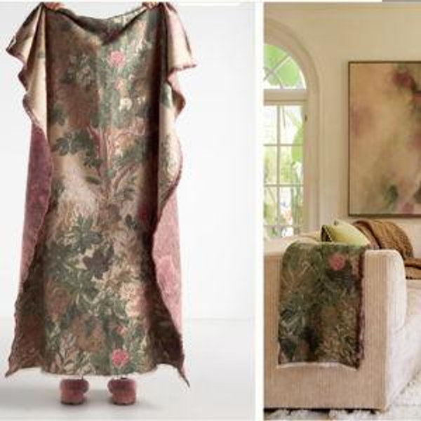 Anthropologie Woven Jacquard Patterned Throw Blanket
