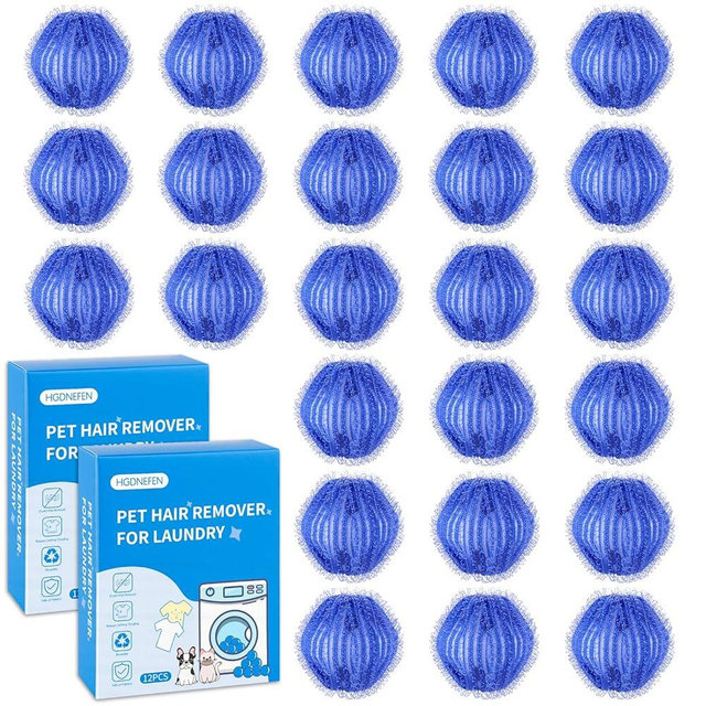 Pet Hair Remover for Laundry(24 PCS) - Washing Machine Hair Collector & Pet Hair Removal Tool, Cat Dog Hair Collector for Washer, Reusable Lint Trap for Front Load & Top Load Washers (Blue) (24)